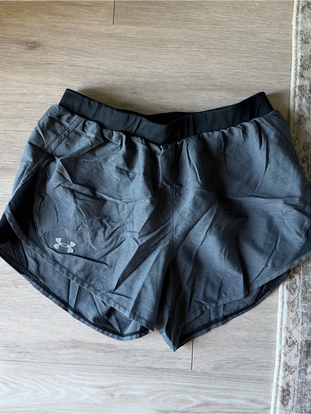 Under Armour Women's Fly By 2.0 Running Shorts Black Gray Heather Size M